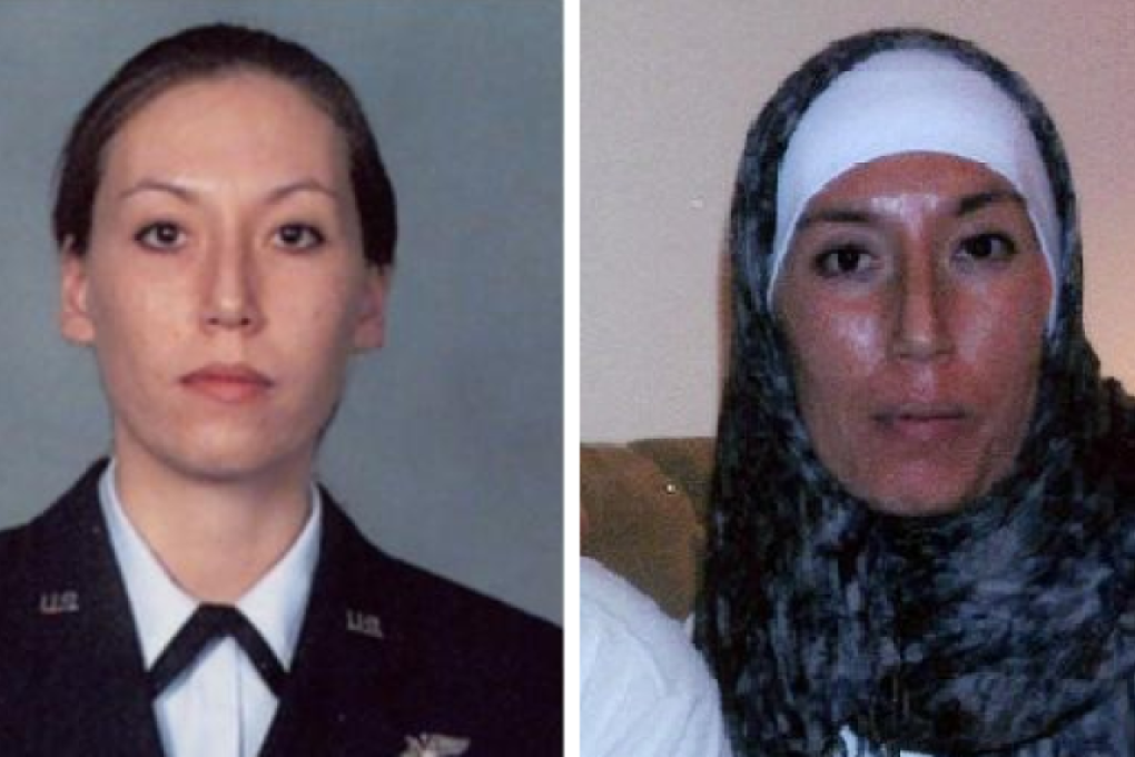 Monica Witt in her US Air Force uniform, and in a 2012 photo released by the FBI. Photos: FBI