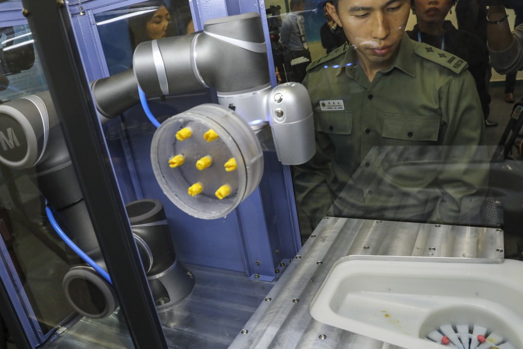 A robotic arm for detecting drugs is being tested at Pik Uk Prison in Clear Water Bay. Photo: Dickson Lee
