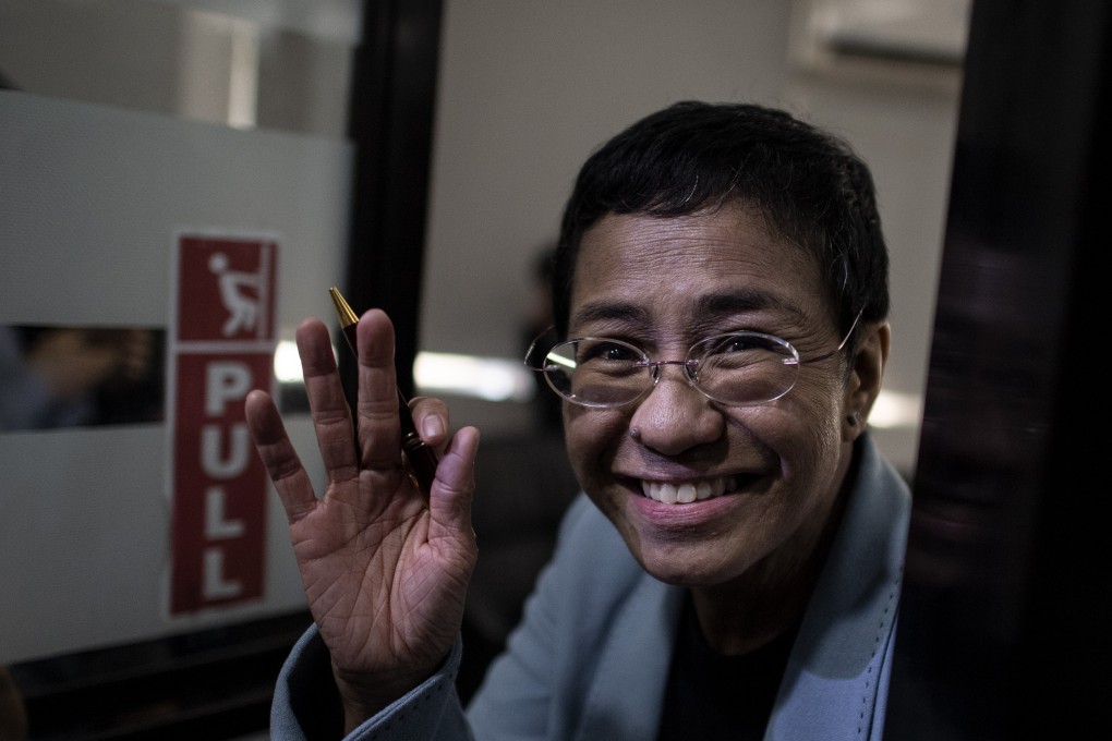 Philippine journalist Maria Ressa at the National Bureau of Investigation before posting bail in Manila. Photo: AFP