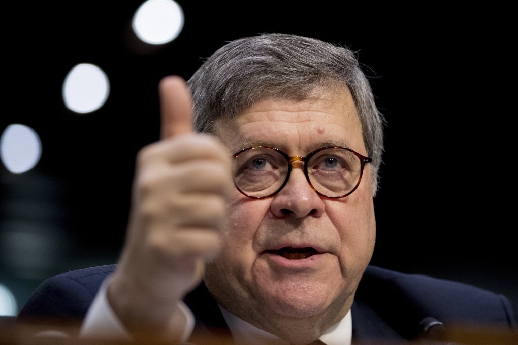 William Barr testifies during a Senate Judiciary Committee hearing on Capitol Hill in Washington. Barr was confirmed and sworn in on Thursday. Photo: AP