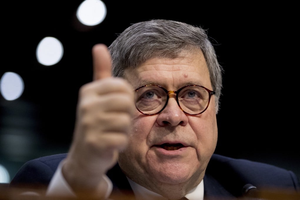 William Barr testifies during a Senate Judiciary Committee hearing on Capitol Hill in Washington. Barr was confirmed and sworn in on Thursday. Photo: AP