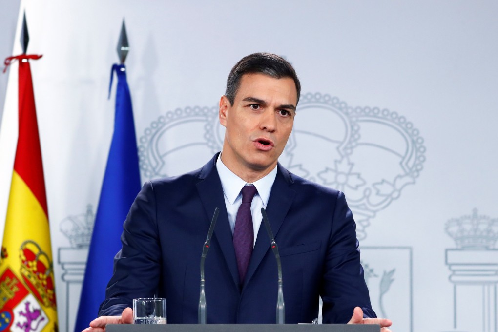 Spain's Prime Minister Pedro Sanchez holds a news conference after an extraordinary cabinet meeting in Madrid, Spain. Photo: Reuters