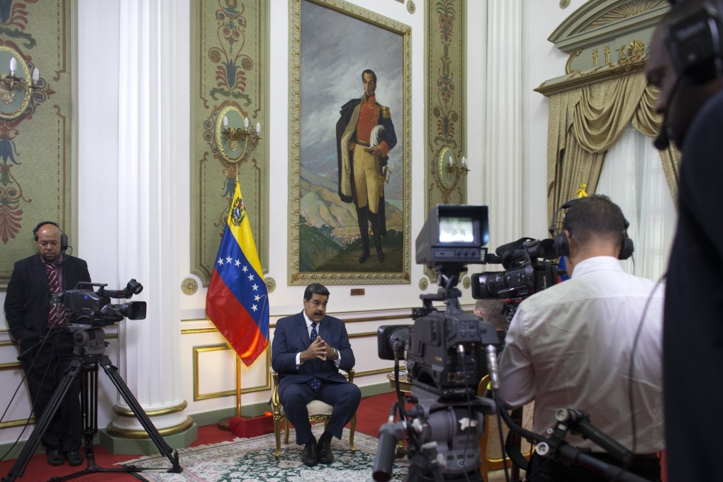 Venezuela’s President Nicolas Maduro speaks during an interview with Associated Press at Miraflores presidential palace in Caracas, Venezuela on February 14, 2019. Photo: AP