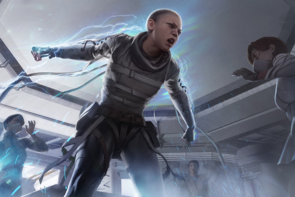 A screenshot of character Wraith in Apex Legends, a free-to-play battle royale game developed by Respawn Entertainment and published by Electronic Arts.