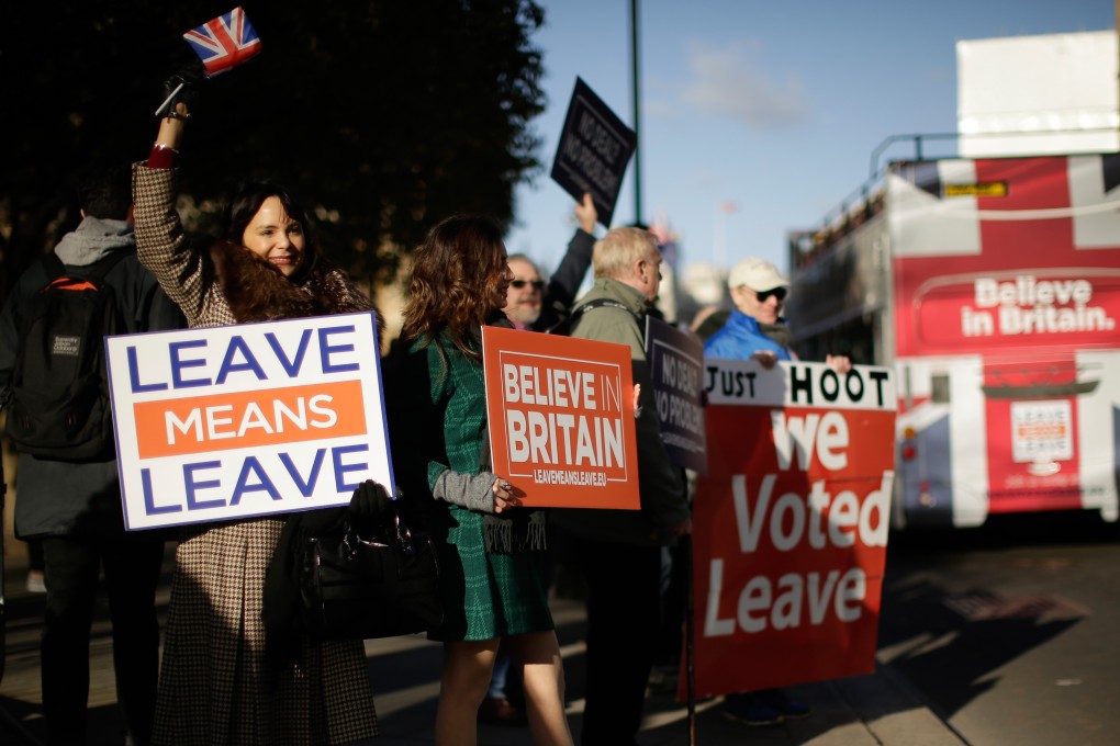 Pro-Brexit protesters rally outside Parliament in London in January 2019. Photo: Xinhua