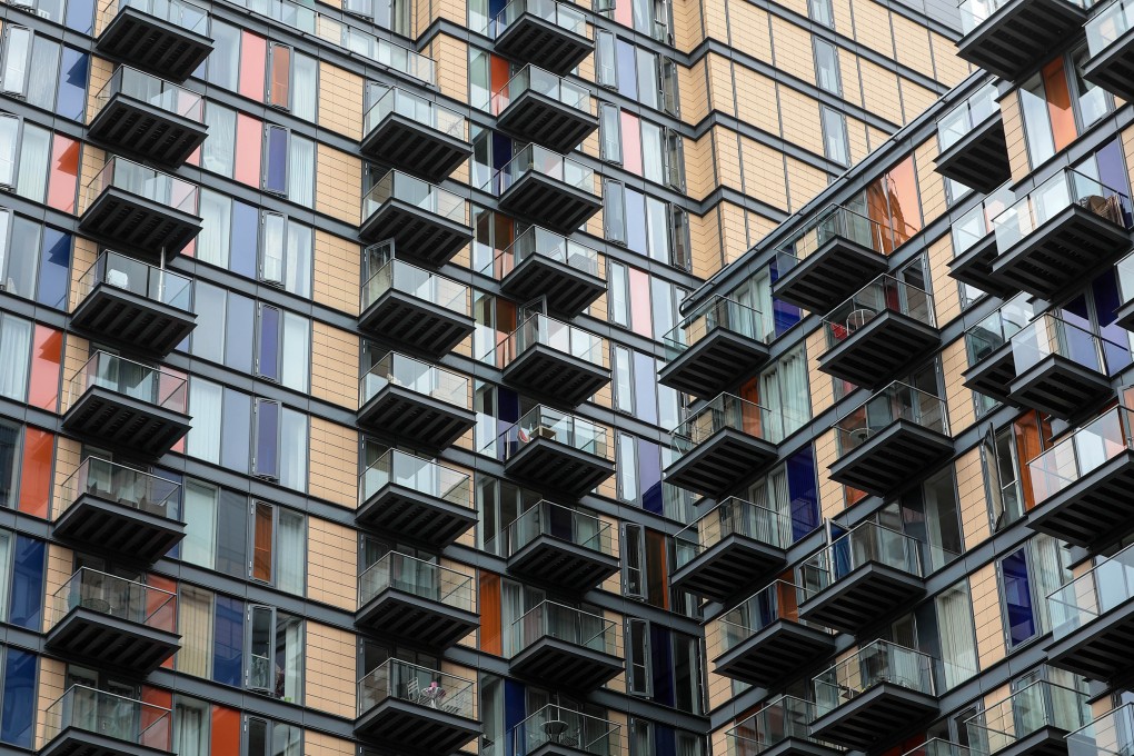 Apartments in the Canary Wharf financial, business and shopping district of London. Prices in the UK’s capital fell 0.6 per cent over the year. Photo: Bloomberg