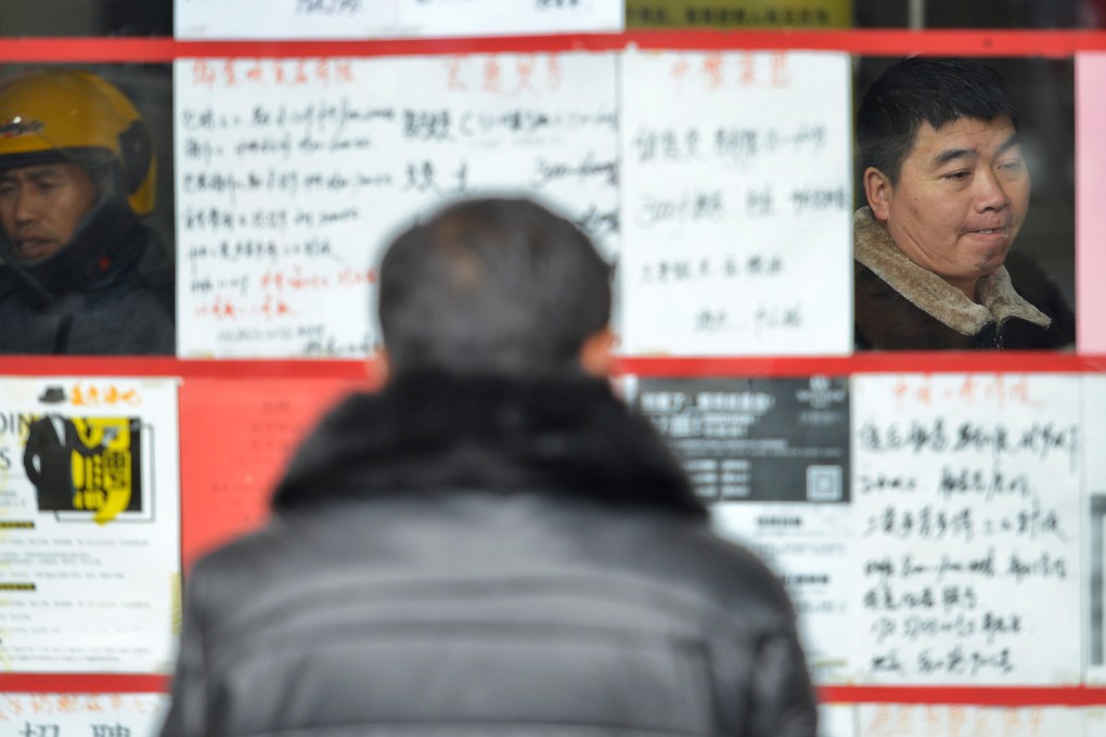 A job market in Jiaxing, in China’s eastern Zhejiang province. Among the searches in 2018, most queries for ‘unemployment’ were concentrated in coastal provinces led by Guangdong, Jiangsu and Zhejiang. Photo: Reuters