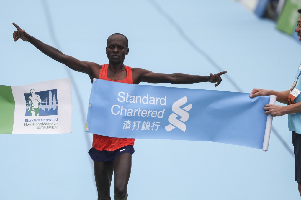 Kenya’s Barnabus Kiptum breaks the record for the men’s marathon in Hong Kong. Photo: Nora Tam