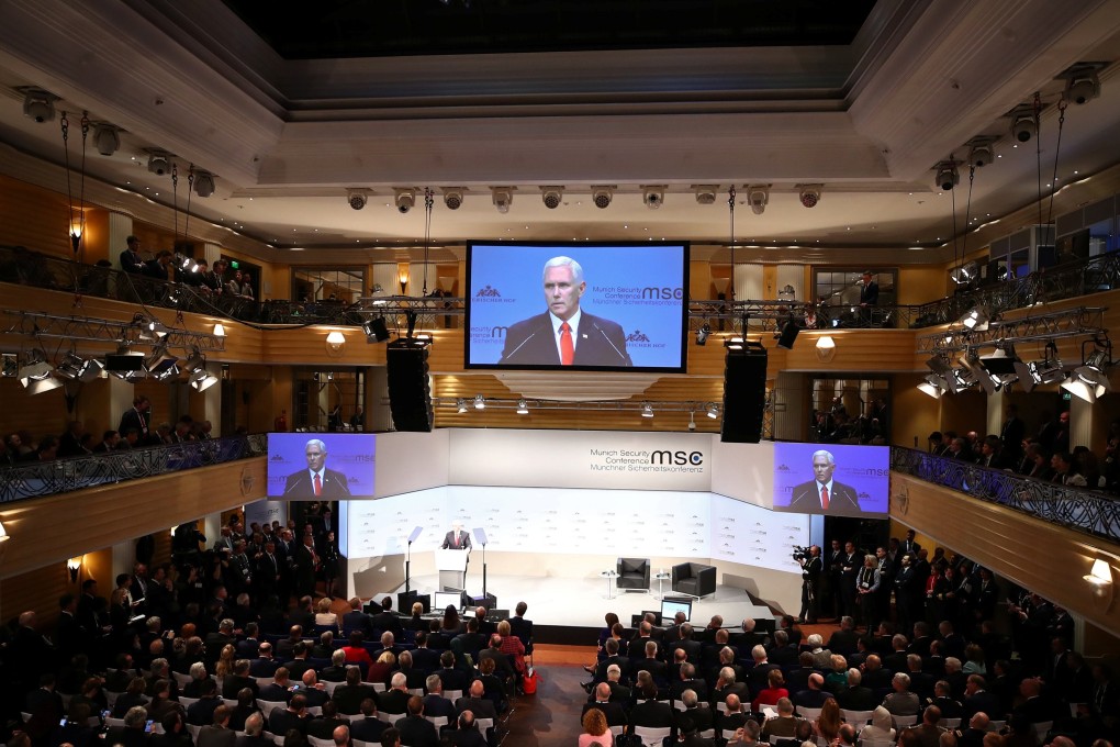 US Vice-President Mike Pence speaks at the annual Munich Security Conference. Photo: Reuters