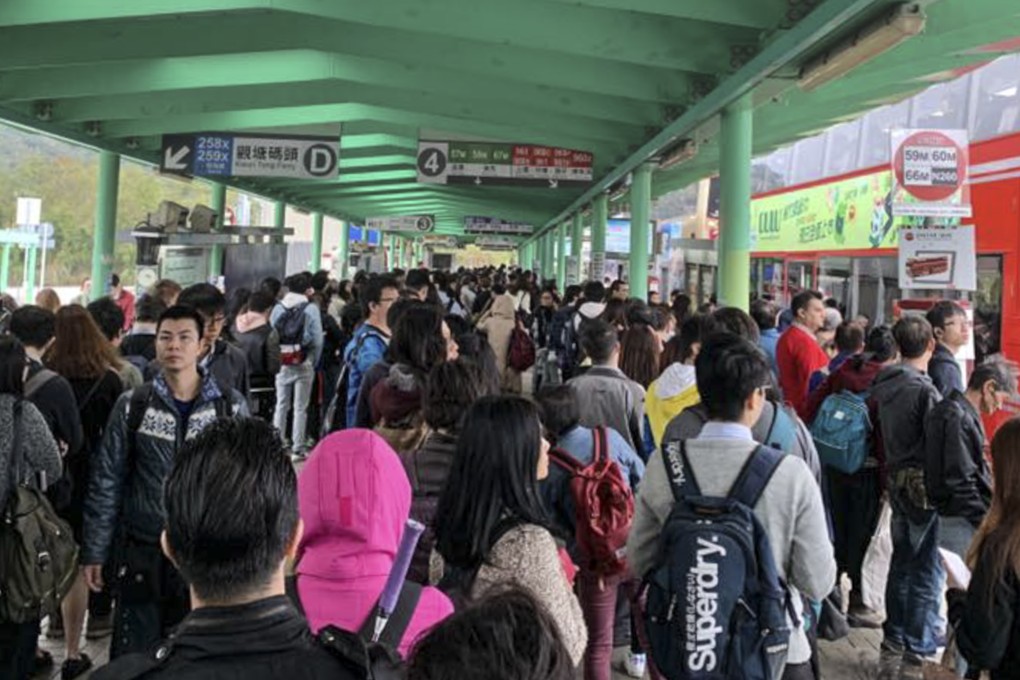 A Facebook user posted photos of the crowds at a bus interchange along Tuen Mun Road. Photo: Facebook