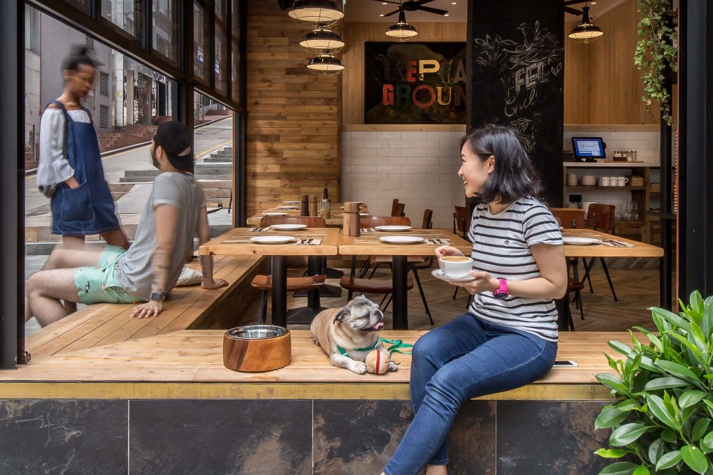 This photograph of a girl and her dog sitting in the window of Elephant Grounds coffee shop in Star Street Precinct, Wan Chai, Hong Kong went viral. It proved great publicity for the coffee shop’s interior designer, James “JJ” Acuna.
