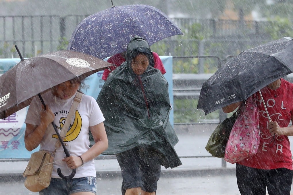 The Hong Kong Observatory issued the amber rainstorm warning signal at 9am on Tuesday. Photo: Nora Tam