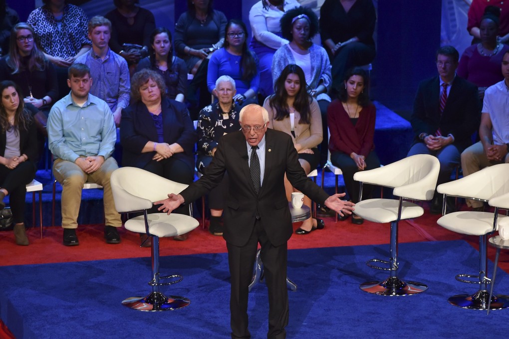 Presidential candidate at the time Bernie Sanders speaks at a CNN town hall meeting in March 2016 in Columbus, Ohio. Photo: The Washington Post