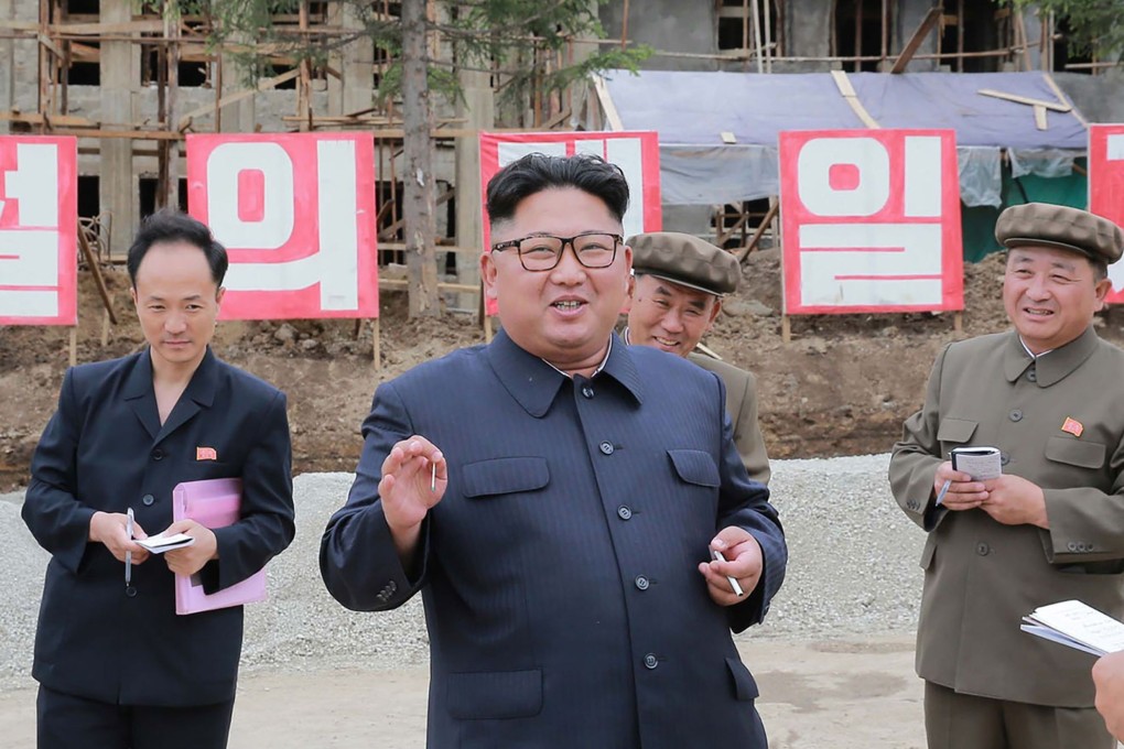 North Korean leader Kim Jong-un at a construction site in Samjiyon. Photo: AFP