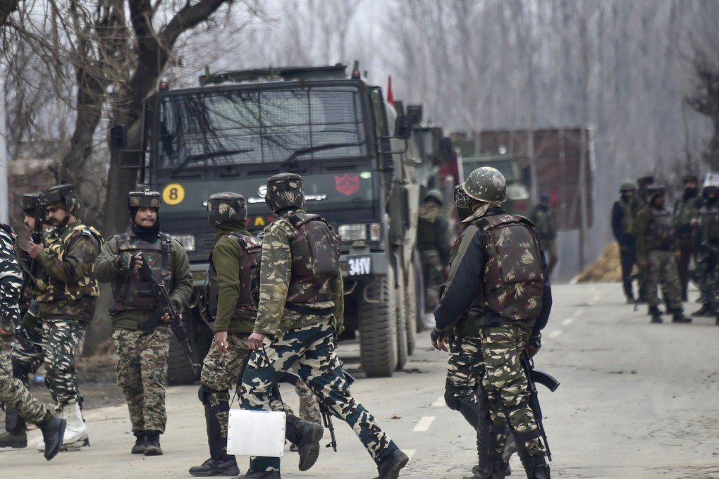 Indian security forces on patrol in south Kashmir's Pulwama district. Photo: AFP