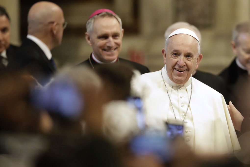 Pope Francis arrives in St Peter's Basilica at the Vatican for an audience with pilgrims coming from the diocese of Benevento. Photo: AP Photo