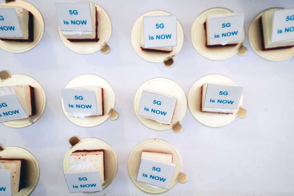 The slogan “5G is Now” is seen on cake served at a Huawei event to unveil the Balong 500" chip for 5G devices in Beijing on January 24. Photo: Bloomberg