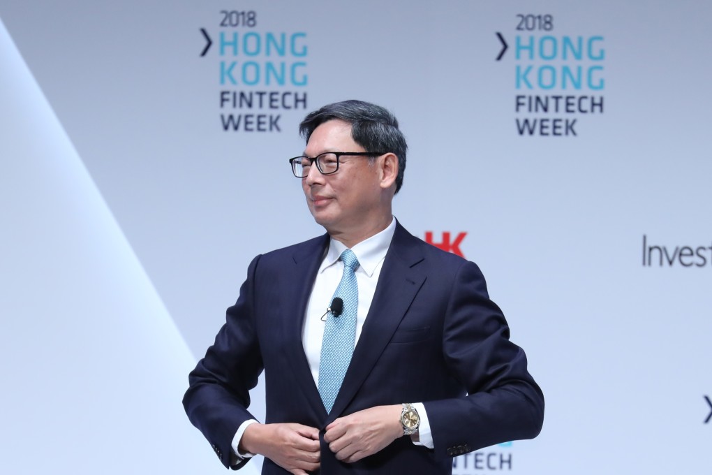 Hong Kong Monetary Authority chief executive Norman Chan Tak-lam at the opening of Hong Kong Fintech week in HKCEC. Photo: SCMP / K. Y. Cheng