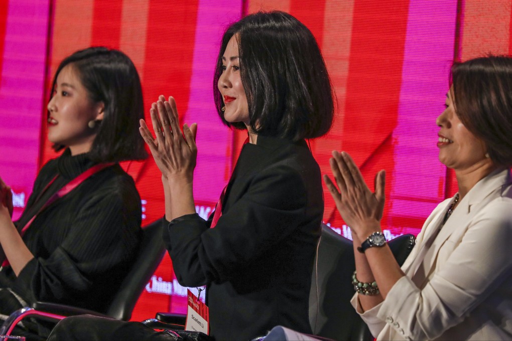 (From left) Daisy Guo, Scarlett Li and Susanne Choi attend a session on women’s issues at the China Conference in Hong Kong on Thursday. Photo: Nora Tam