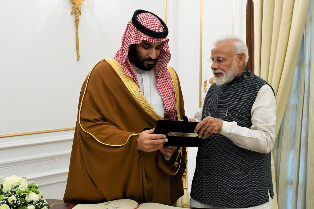 Saudi Crown Prince Mohammed bin Salman with Indian Prime Minister Narendra Modi. Photo: AFP