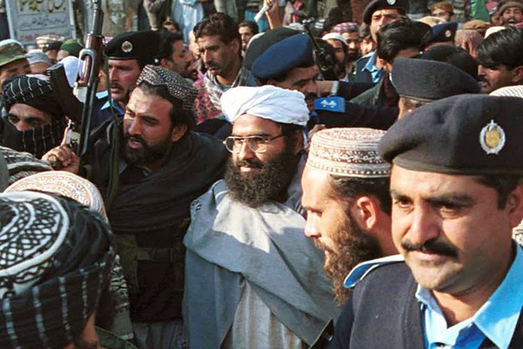 Masood Azhar (centre) in 2000. Photo: AP