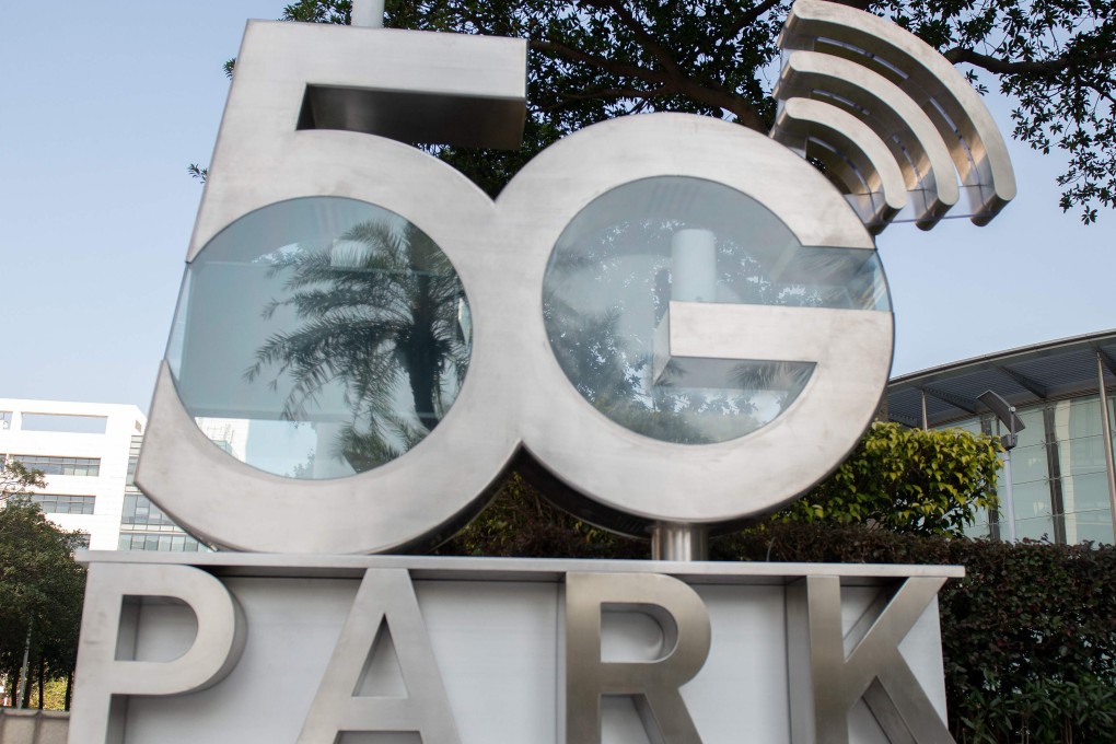 A sign announces a “5G Park” at Huawei’s global headquarters in Shenzhen. Photo: Agence France-Presse