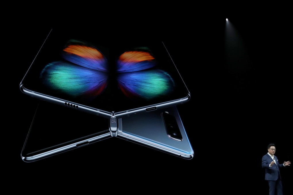 DJ Koh announces the new Samsung Galaxy Fold smartphone during the Samsung Unpacked event on Wednesday in San Francisco. Photo: AFP