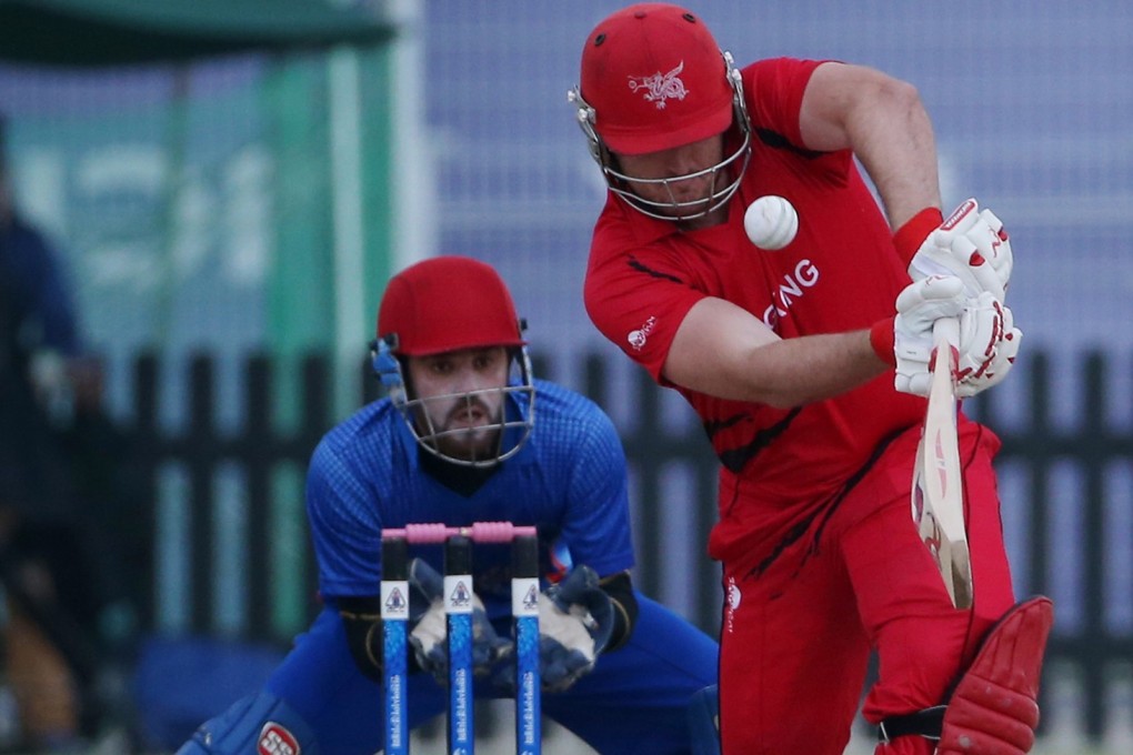 Hong Kong's Jamie Atkinson plays a shot against Afghanistan during the 2014 Asian Games cricket competition in Incheon. Photo: Nora Tam.