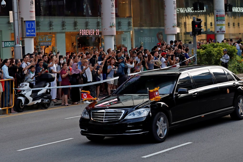The vehicle carrying North Korean leader Kim Jong-un drives through Singapore in June 2018 to the summit with US President Donald Trump. Photo: Reuters