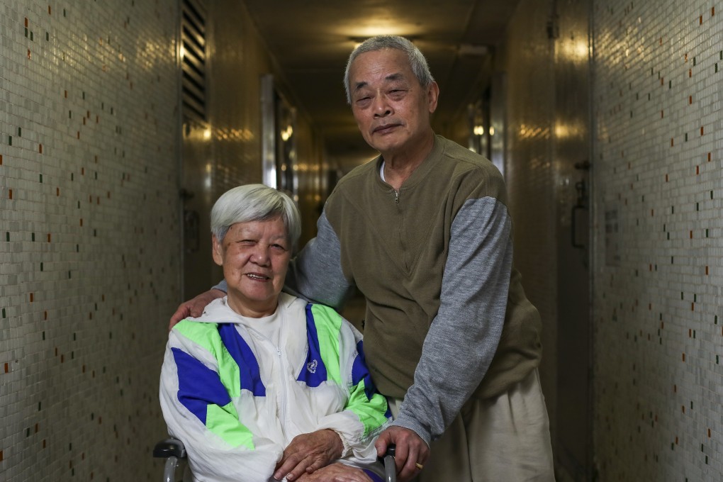 Fong Yuk-kwan (left) and her husband Ho Foon, who is her sole care giver. Photo: Xiaomei Chen