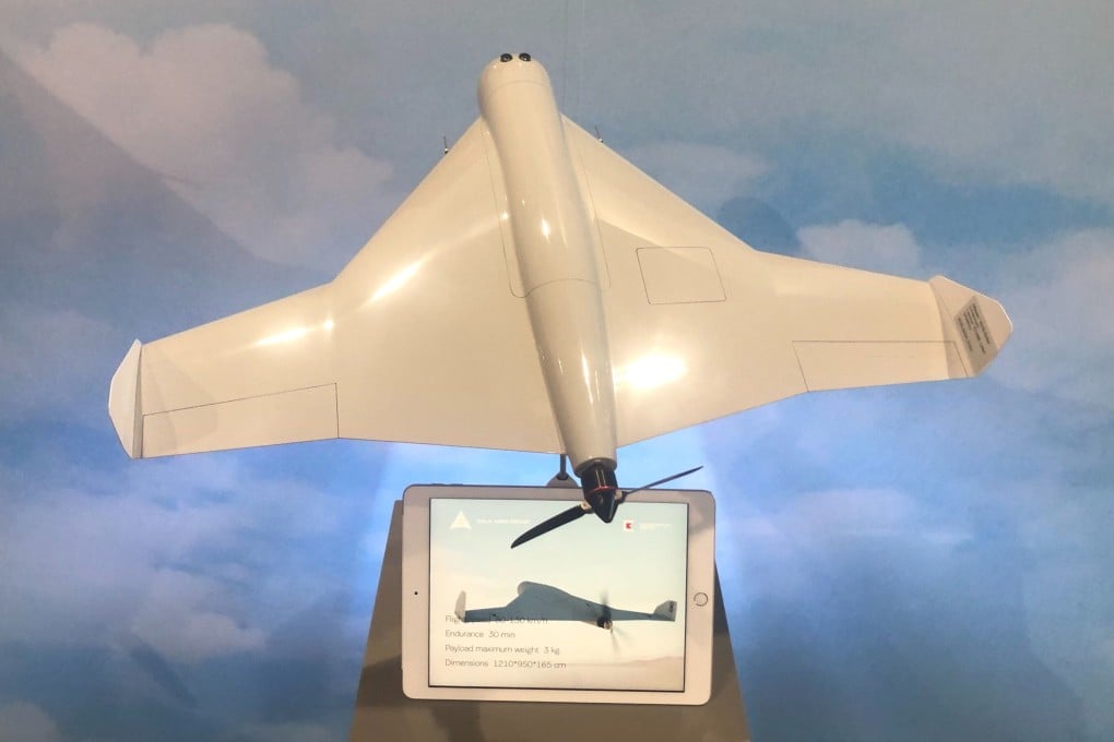 A model of the KUB-UAV, a new unmanned combat aerial system manufactured by the Kalashnikov Group and ZALA Aero Group. Photo: The Washington Post