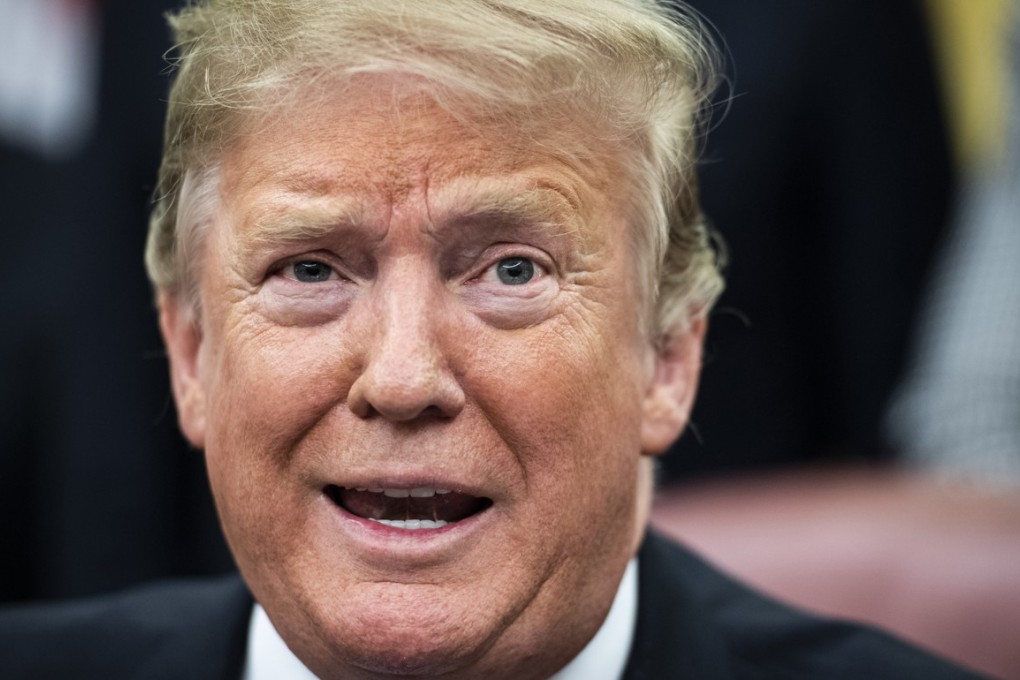 President Donald Trump participates in a signing ceremony for Space Policy Directive 4 in the Oval Office at the White House in Washington on Feb. 19, 2019. MUST CREDIT: Washington Post photo by Jabin Botsford.