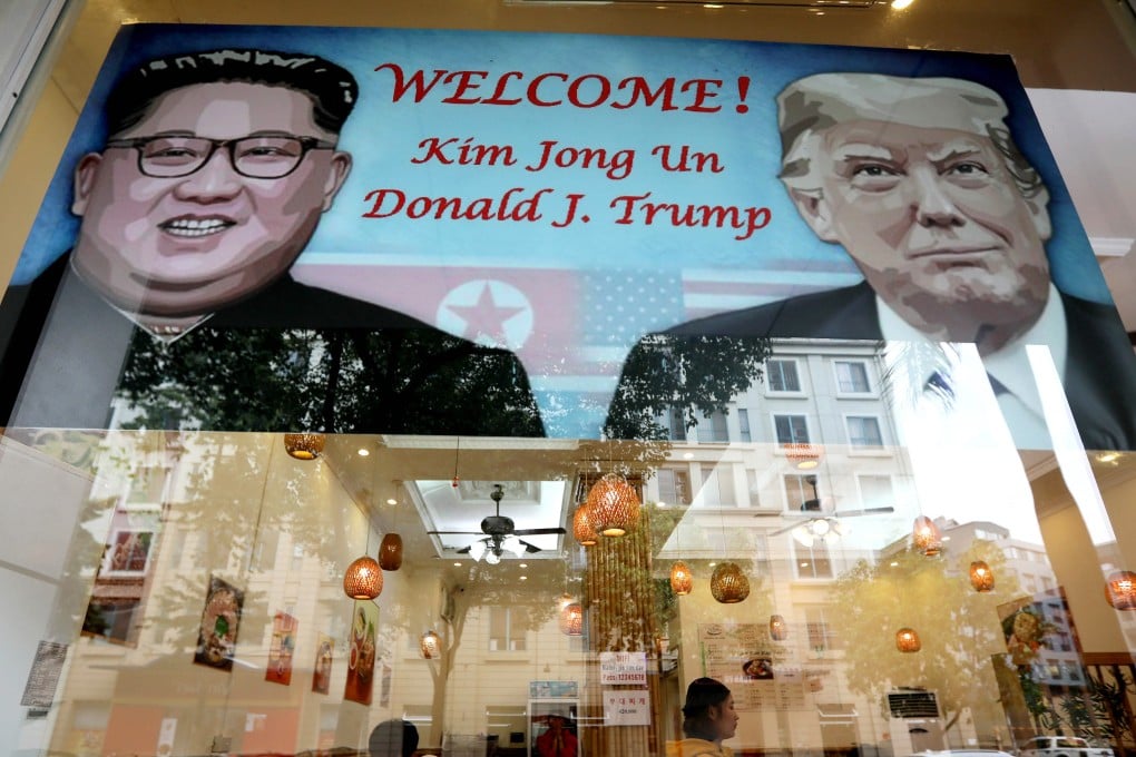 A poster featuring the upcoming second summit between the US and North Korea is seen at a restaurant in Hanoi. Photo: EPA-EFE
