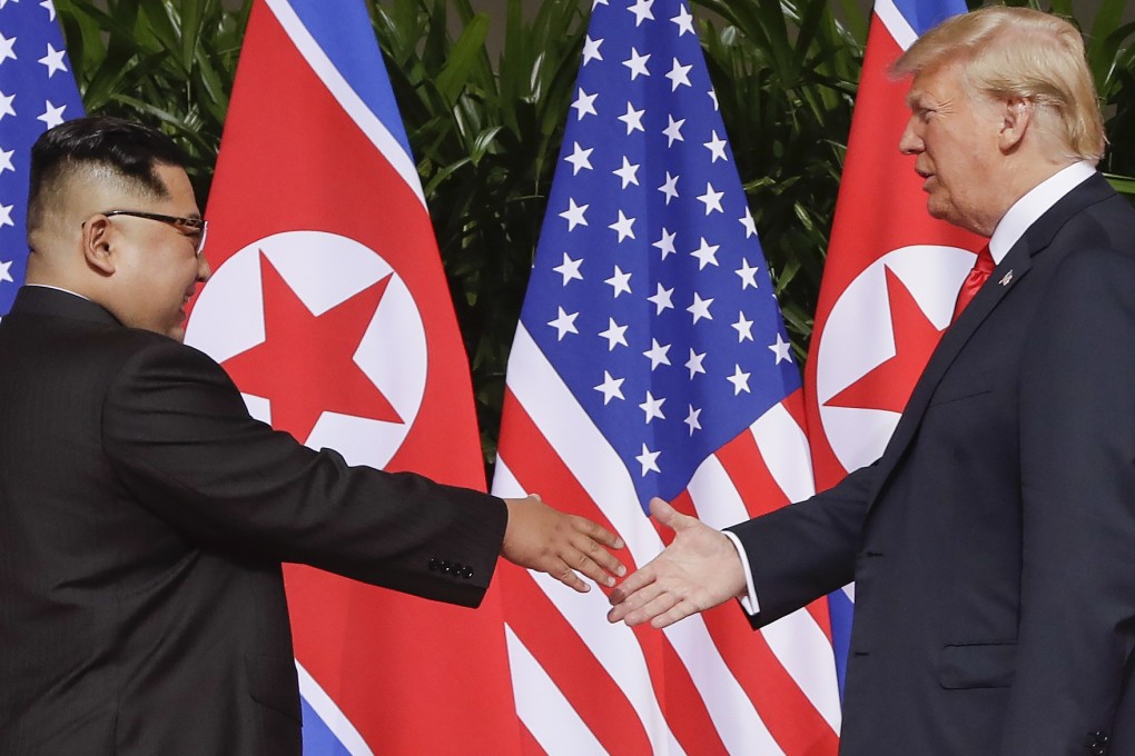 US President Donald Trump and North Korea leader Kim Jong-un meet at their first summit in Singapore last year. Photo: AP