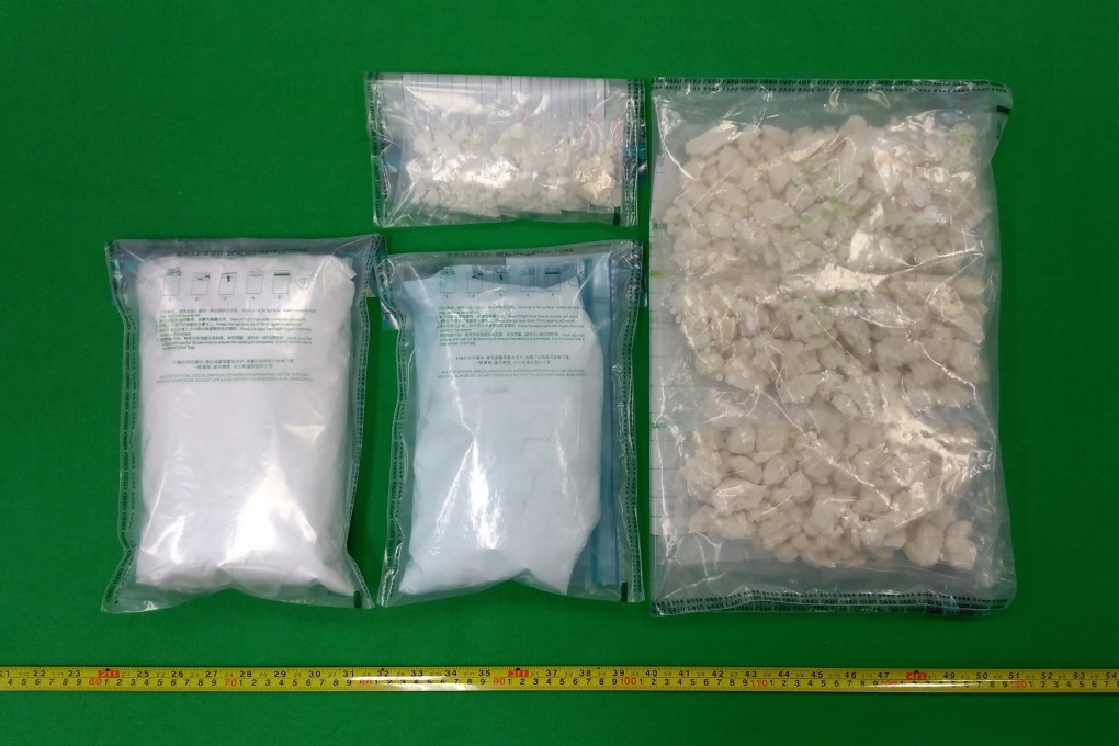 Customs officers seized 1.1kg of suspected crack cocaine along with another 900 grams of the painkiller phenacetin. Photo: SCMP