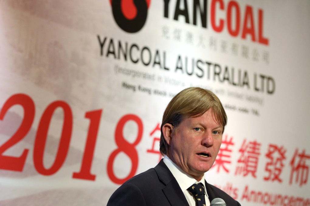 Yancoal Australia chief executive Reinhold Schmidt spoke to reporters in Hong Kong, after the company released a positive annual profit result which sent its shares surging 32.4 per cent on the Hong Kong Stock Exchange. Photo: Roy Issa