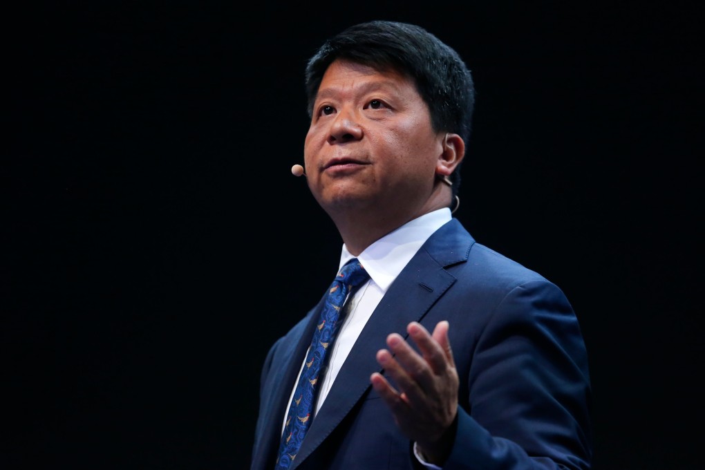 Huawei Technologies rotating chairman Guo Ping delivered a keynote speech at MWC Barcelona in Spain on February 26, 2019. Photo: Agence France-Presse