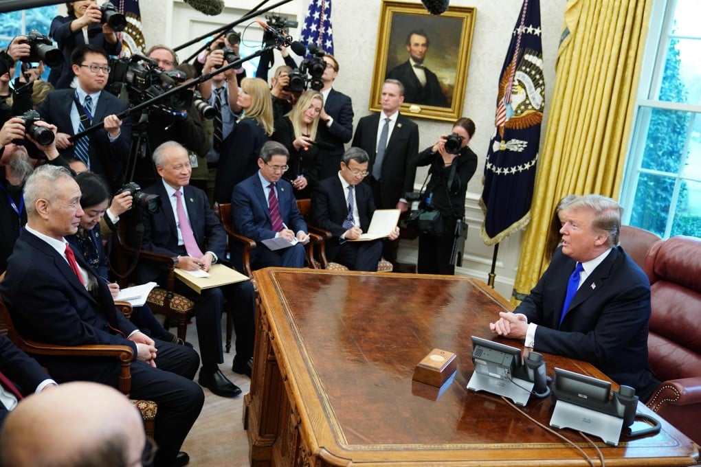 US President Donald Trump meets with China's vice-premier Liu He in the Oval Office of the White House in Washington, DC. Photo: AFP