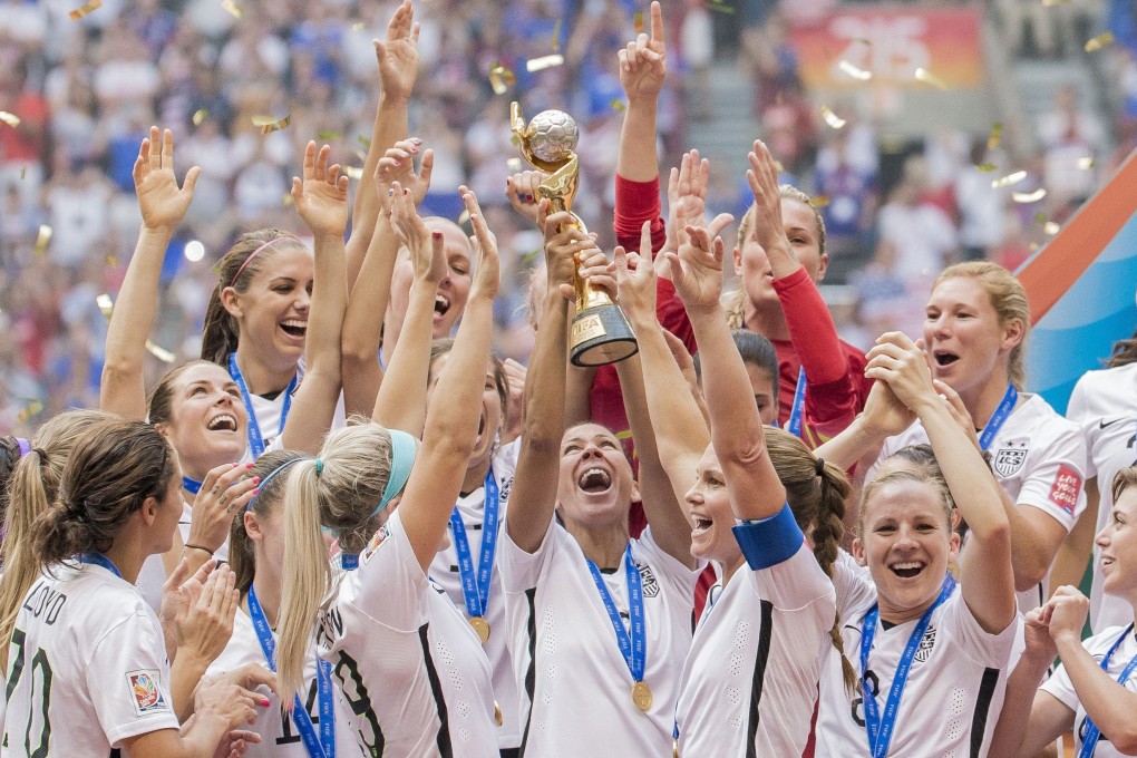 The USA team’s players celebrate winning the Fifa Women's World Cup 2015 final. Photo: EPA