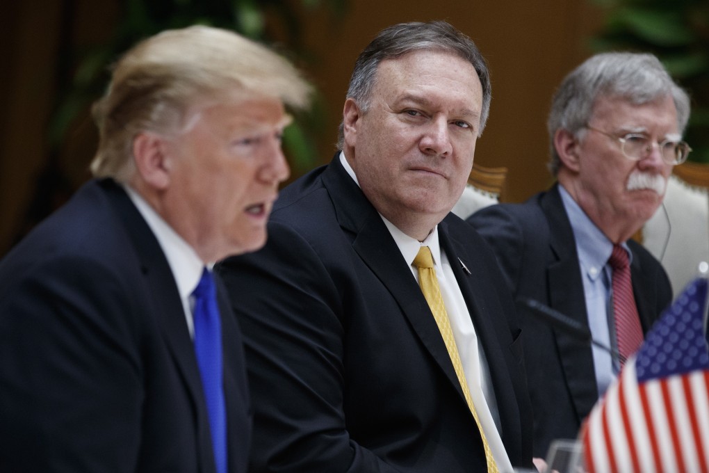 US President Donald Trump, Secretary of State Mike Pompeo and national security adviser John Bolton. Photo: AP