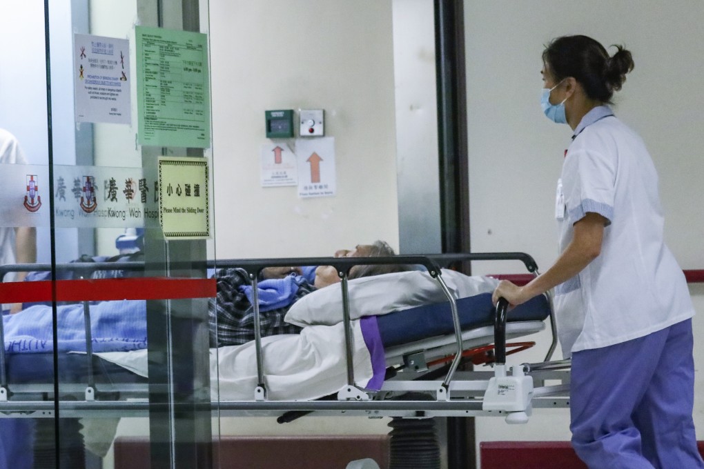 Support staff in Kwong Wah Hospital, Mong Kok, on Tuesday. Photo: Nora Tam