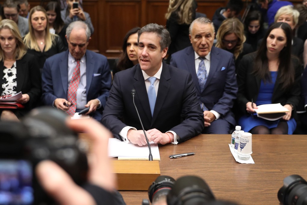 Michael Cohen, former personal lawyer to US President Donald Trump, arrives for a House Oversight Committee hearing in Washington on Wednesday. Photo: Bloomberg