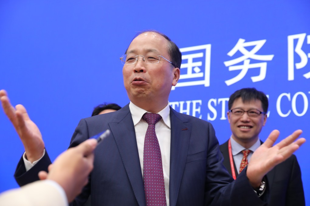 Yi Huiman, new CSRC(China Securities Regulatory Commission) Chairman, talks to media after the presser about the new Hi-tech Board and the pilot IPO registration system at a press conference at the State Council Information Office in Beijing on Wednesday Feb. 27, 2019. Photo: SCMP/Simon Song