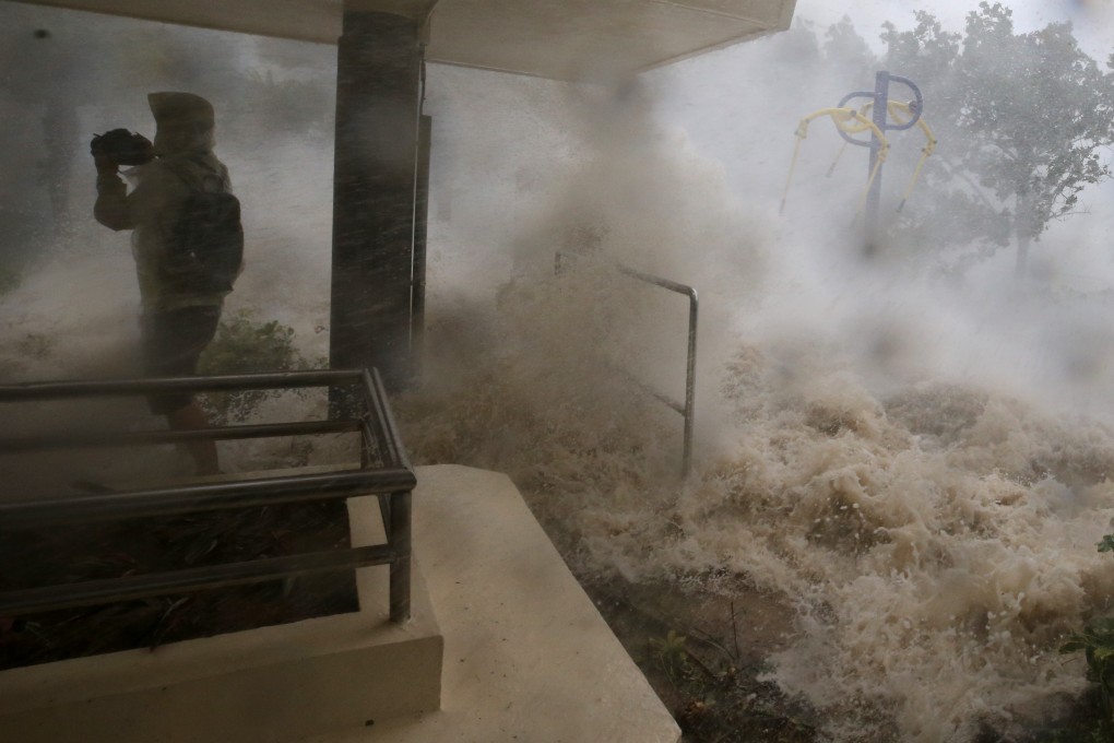 Strong waves hit Heng Fa Chuen on Hong Kong Island during Typhoon Mangkhut in September. Photo: Sam Tsang