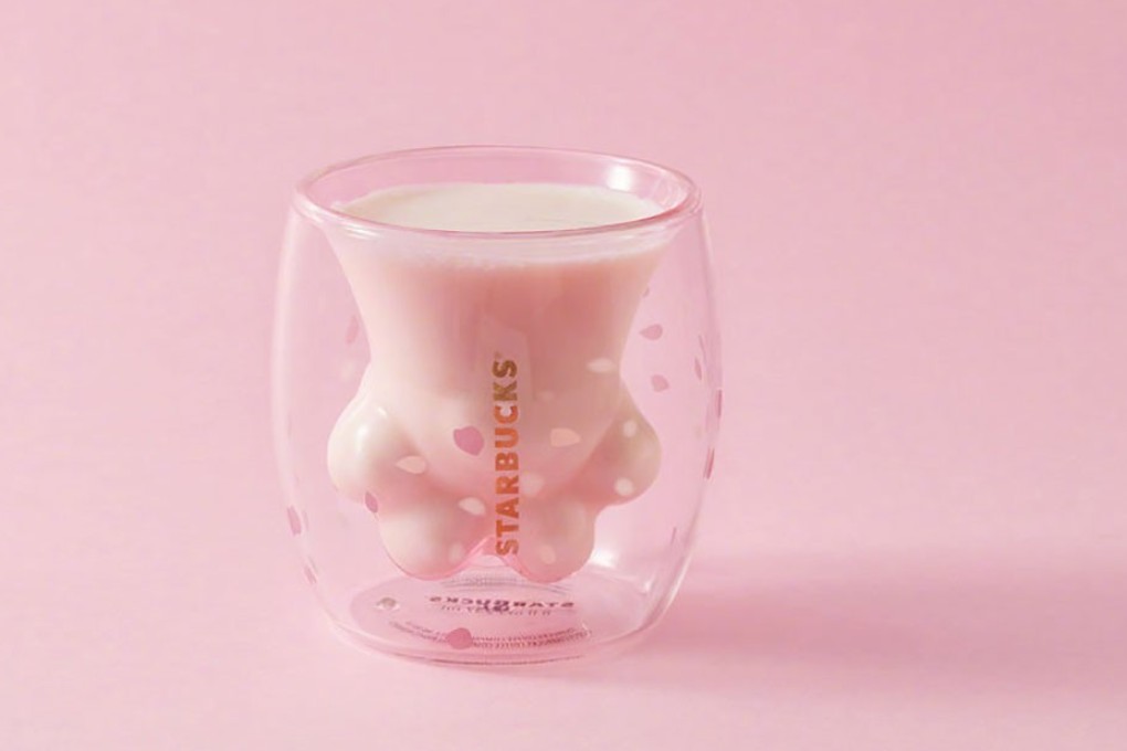 At US$30 each, the Starbucks chain’s pink double-layered glass Cat Claw Cups are in huge demand. Photo: Handout
