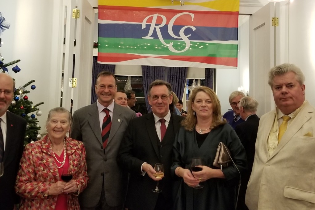 The Royal Commonwealth Society’s Hong Kong chairman Peter Mann (third from left) at a Christmas party held by the group last year. Photo: Handout
