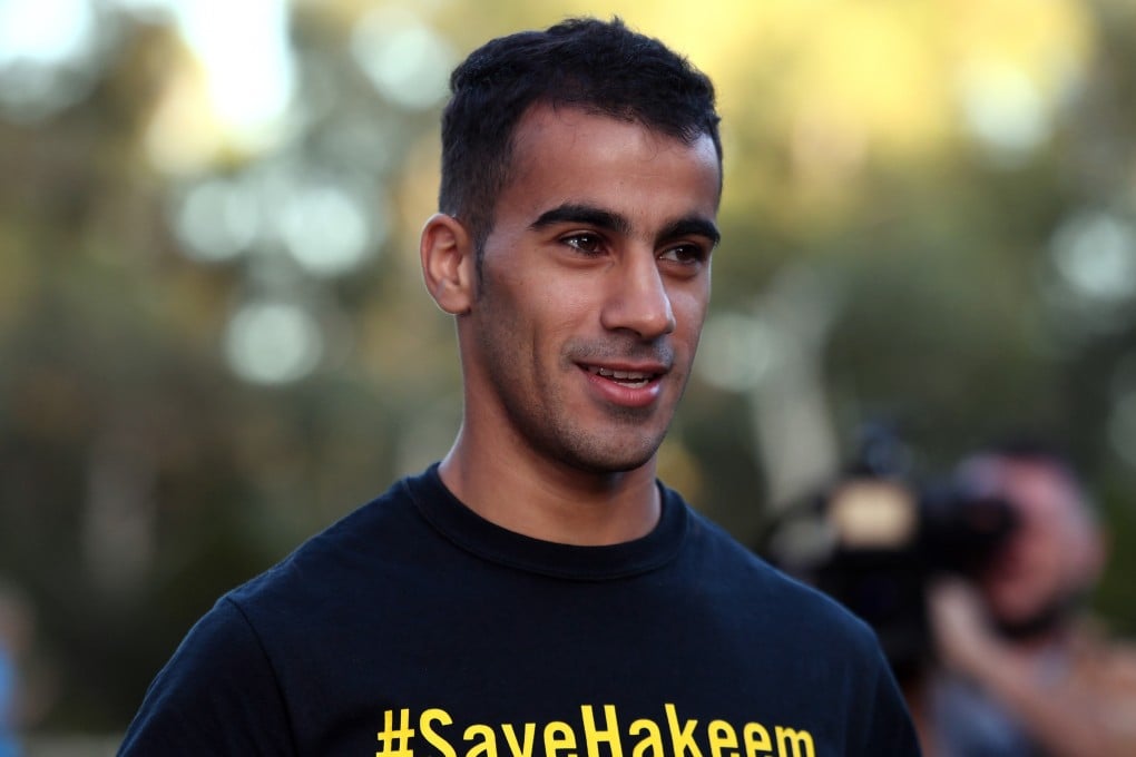 Hakeem al-Araibi after a visit to Parliament House in Canberra. Photo: EPA