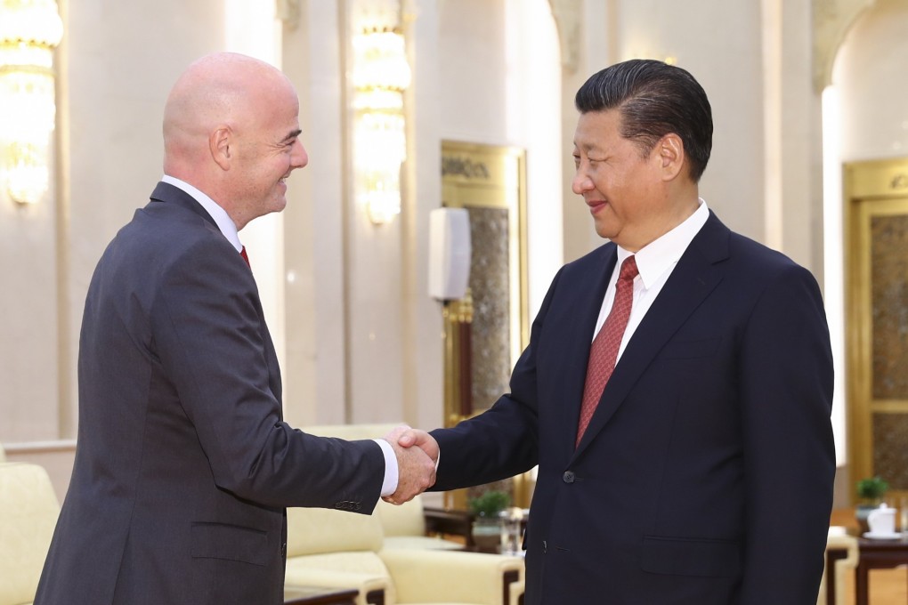 Chinese President Xi Jinping (right) is determined to bring the World Cup to China – and Fifa president Gianni Infantino (left) seems willing to help make it happen. Photo: Xinhua