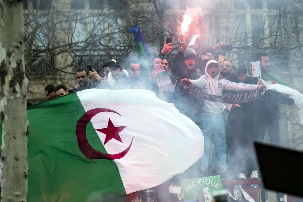 Members of the Algerian community in Paris protest against the fifth term of Algerian President Abdelaziz Bouteflika on Place de la Republique in Paris, France. Photo: EPA-EFE