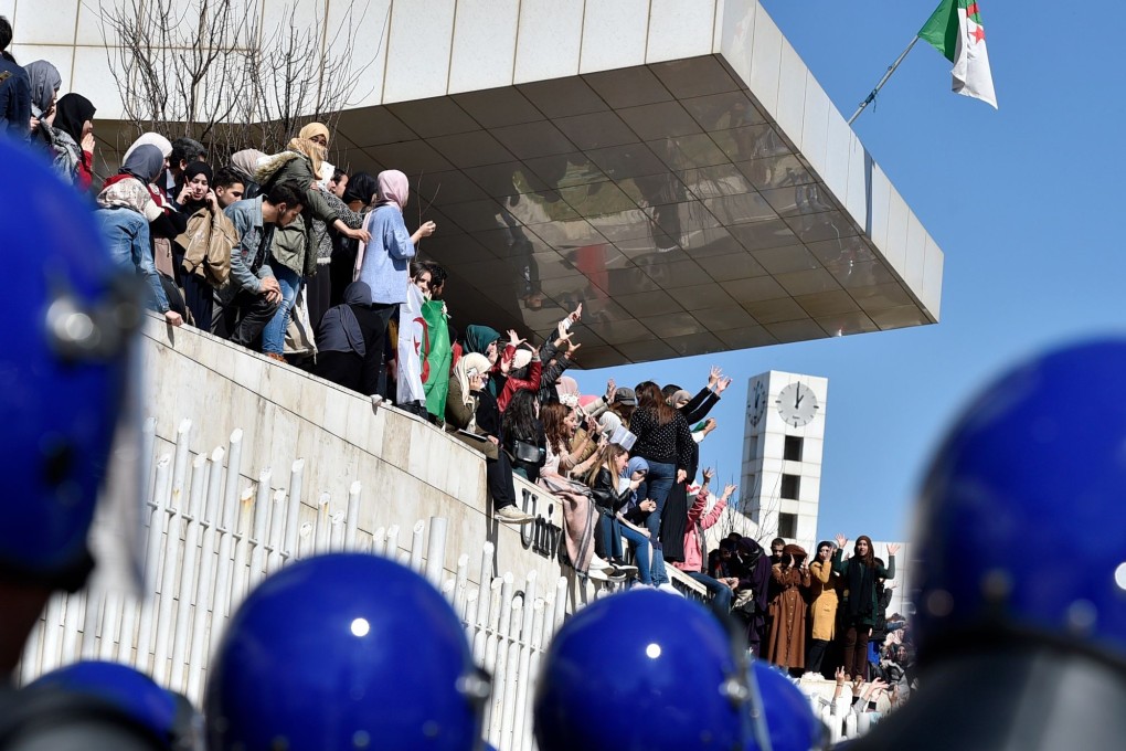 Algerian students demonstrate at Algiers’ school of medicine on March 3, 2019 against ailing President Abdelaziz Bouteflika’s bid for a fifth term. Photo: AFP